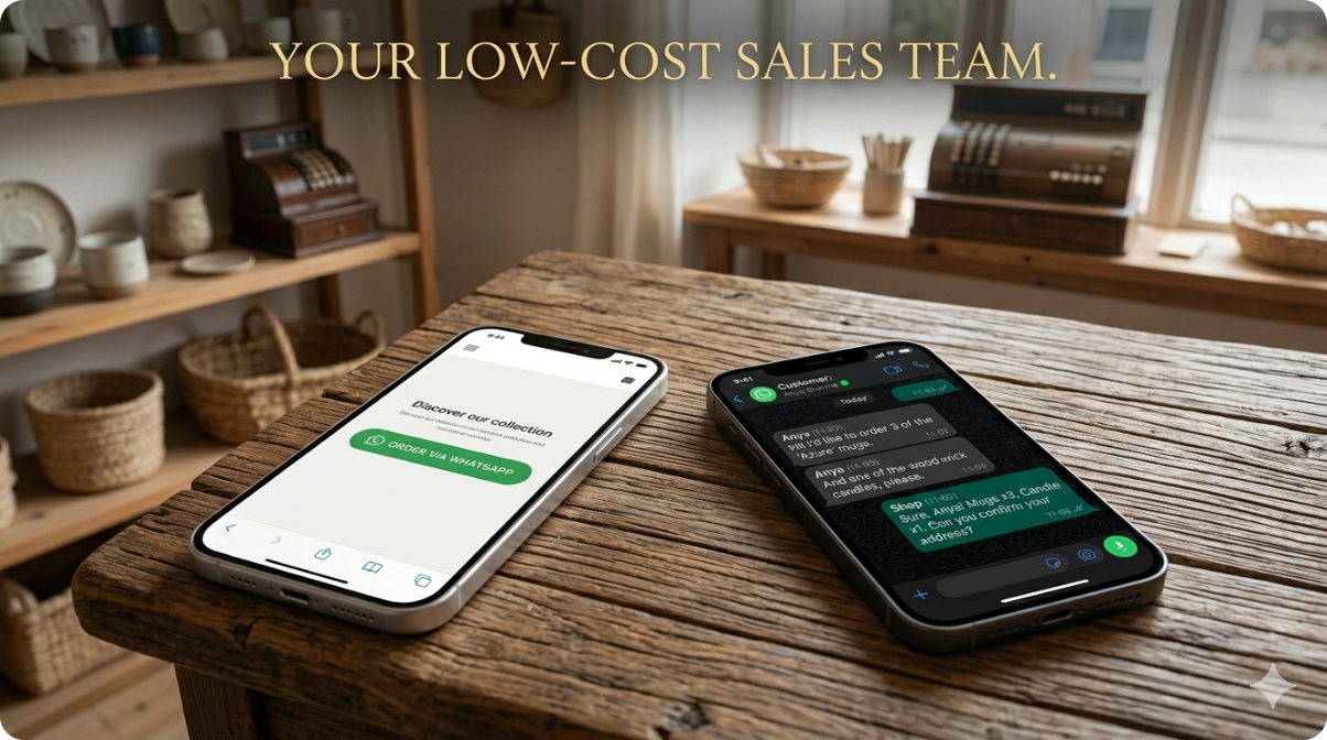 Website to WhatsApp ordering system mockup by YoDude