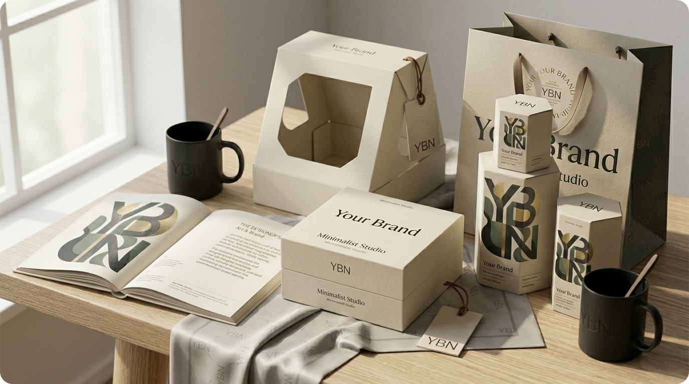 Brand identity packaging and stationery mockup by YoDude