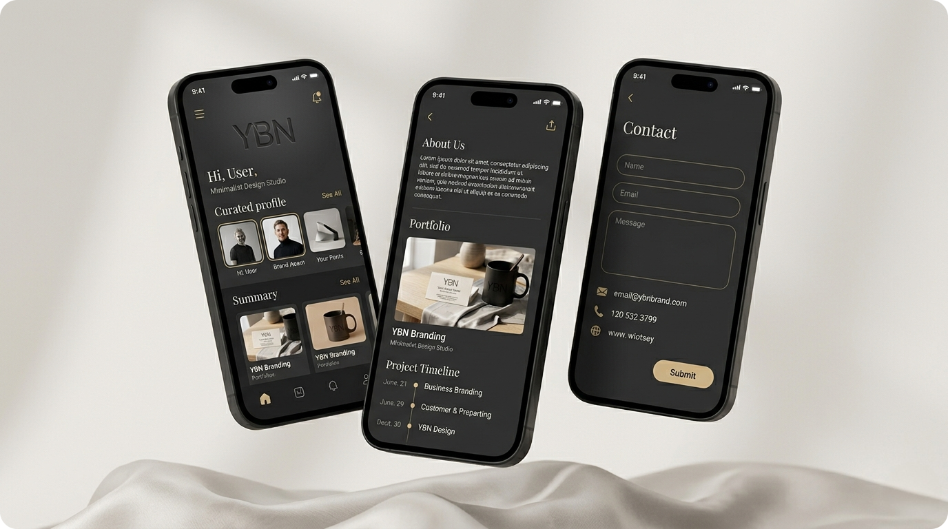 Mobile brand UI presentation mockup by YoDude