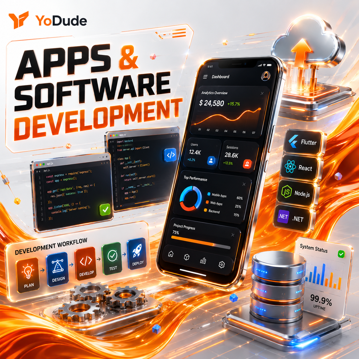 Apps and Software visual for YoDude custom apps and systems service
