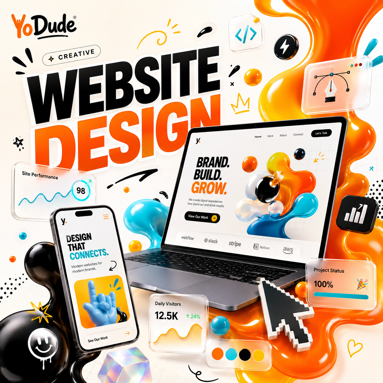 Website Design visual for YoDude website development service