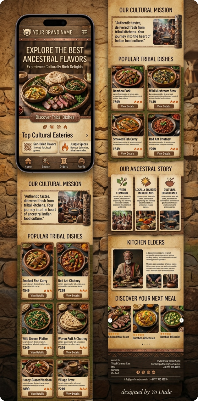 Cultural food website UI mockup by YoDude