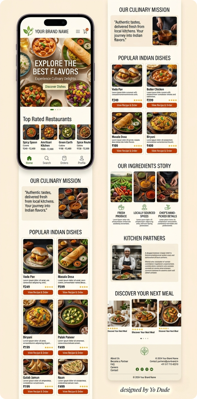 Food ordering website UI mockup by YoDude