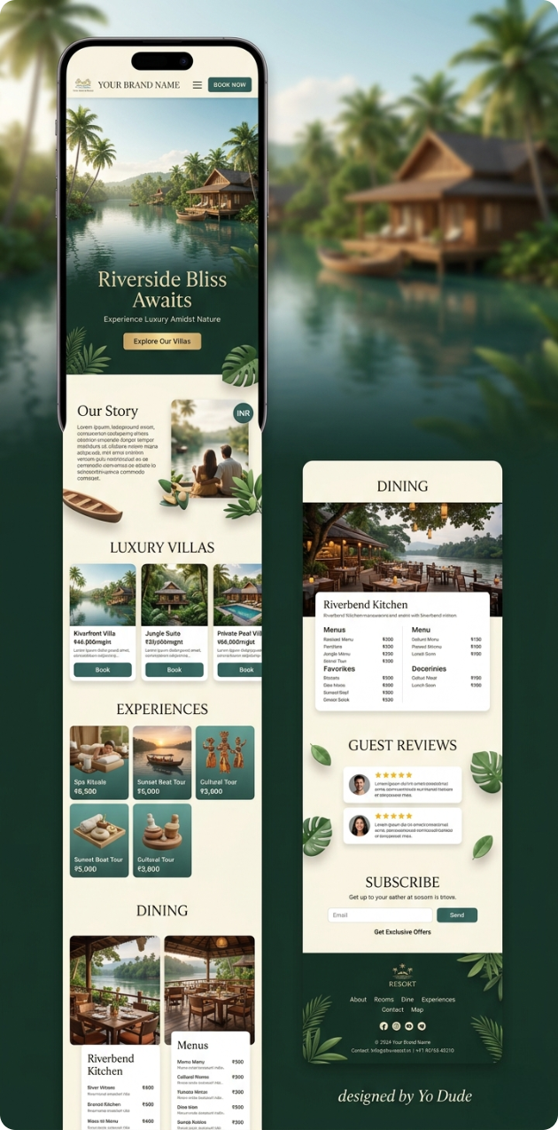Resort and villa website UI mockup by YoDude